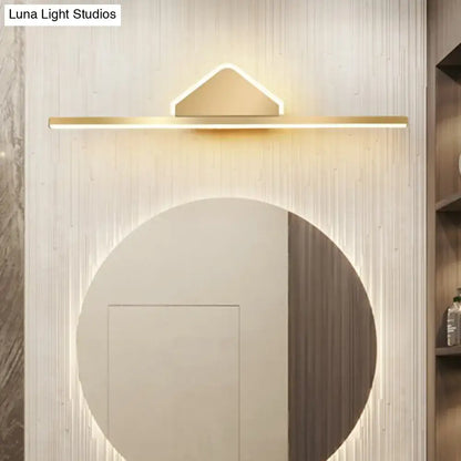 Decorbites gold LED linear semicircle vanity light, wall mounted with warm glow on Tampa Home & Garden Store