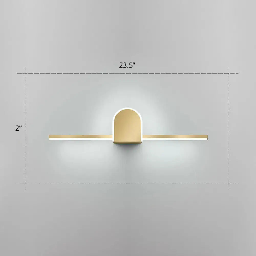 Gold LED Linear Semicircle Vanity Light by Decorbites, wall-mounted with gold-tone metal on Tampa Home & Garden Store