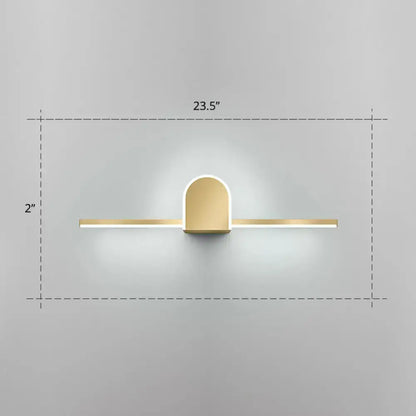 Gold LED Linear Semicircle Vanity Light by Decorbites, wall-mounted with gold-tone metal on Tampa Home & Garden Store