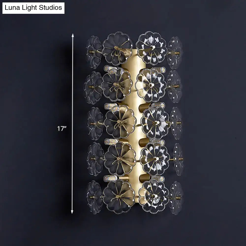 Gold floral crystal sconce with clear petals, gold metal frame Decorbites on Tampa Home & Garden Store