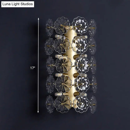 Gold floral crystal sconce with clear petals, gold metal frame Decorbites on Tampa Home & Garden Store