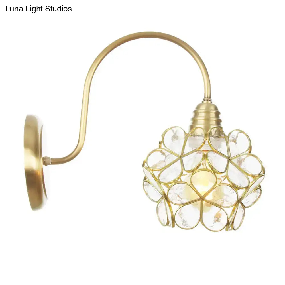 Gold floral glass sconce with rotating shade, brass wall mount Decorbites on Tampa Home & Garden Store