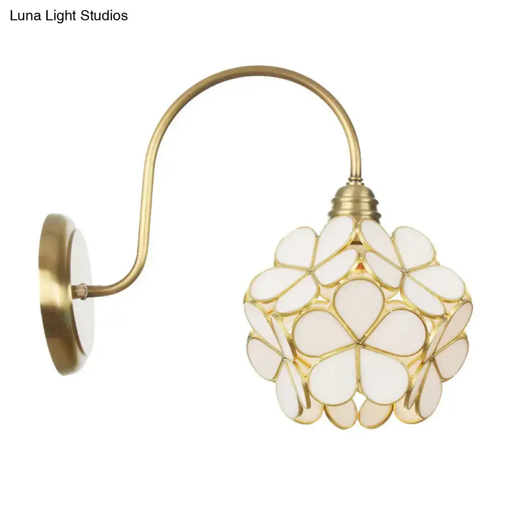 Gold floral glass sconce with rotating shade, wall-mounted, Decorbites on Tampa Home & Garden Store