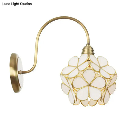 Gold floral glass sconce with rotating shade, wall-mounted, Decorbites on Tampa Home & Garden Store