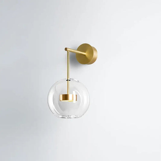 Transparent Glass Bedside LED Wall Lamp in Gold - Minimalist Sphere Wall Hanging Light - Tampa Home & Garden Store