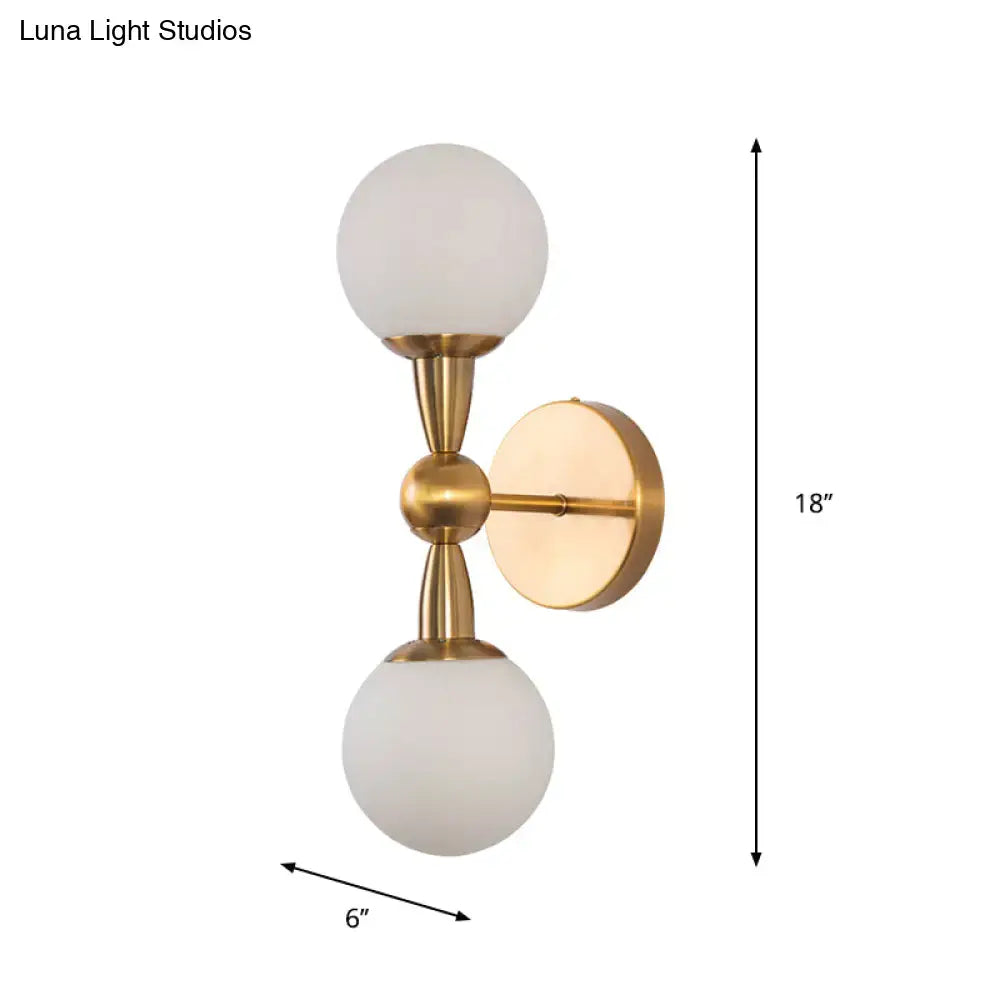 Gold hand blown sconce with frosted glass globes and brass finish 18in tall Decorbites on Tampa Home & Garden Store