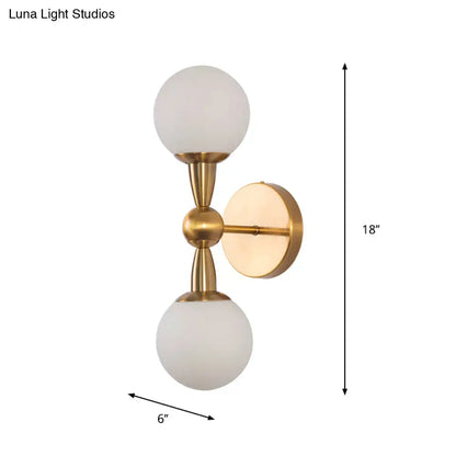Gold hand blown sconce with frosted glass globes and brass finish 18in tall Decorbites on Tampa Home & Garden Store