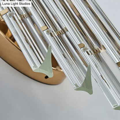 Gold crystal rhombus living room wall sconce with clear glass rods by Luna Light Studios on Tampa Home & Garden Store