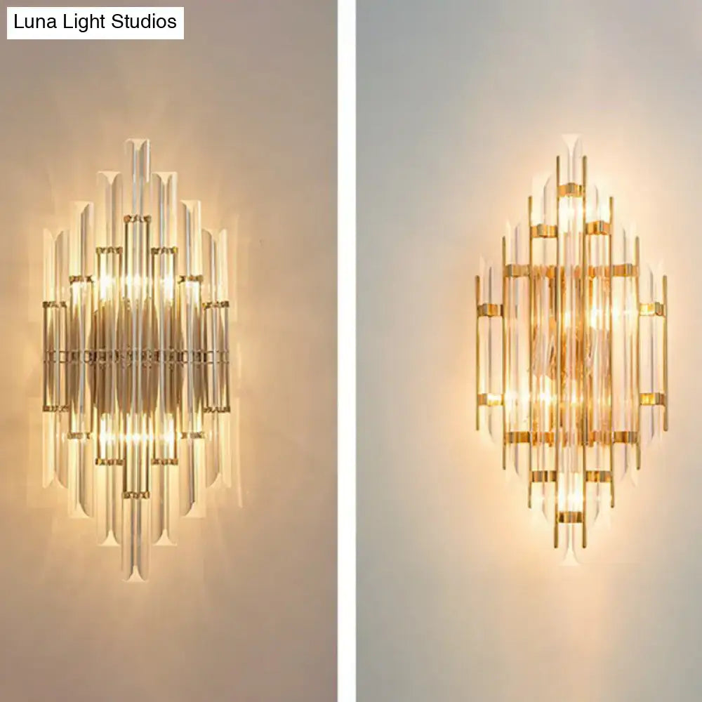 Gold Crystal Rhombus Wall Sconce pair by Decorbites, crystal rods with gold finish on Tampa Home & Garden Store