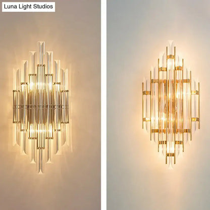 Gold Crystal Rhombus Wall Sconce pair by Decorbites, crystal rods with gold finish on Tampa Home & Garden Store