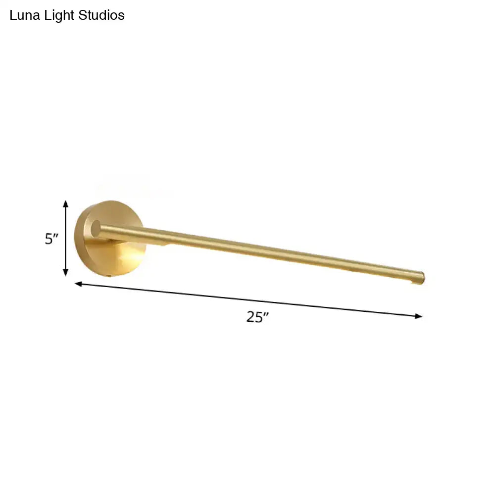 Gold LED wall light with 25-inch brass-tone rod and round wall mount Decorbites on Tampa Home & Garden Store
