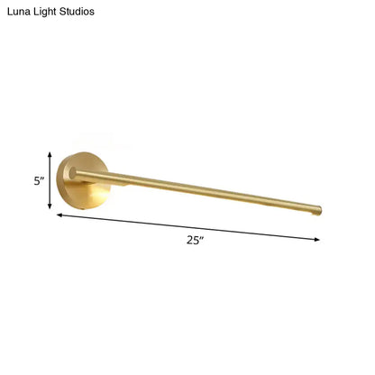 Gold LED wall light with 25-inch brass-tone rod and round wall mount Decorbites on Tampa Home & Garden Store