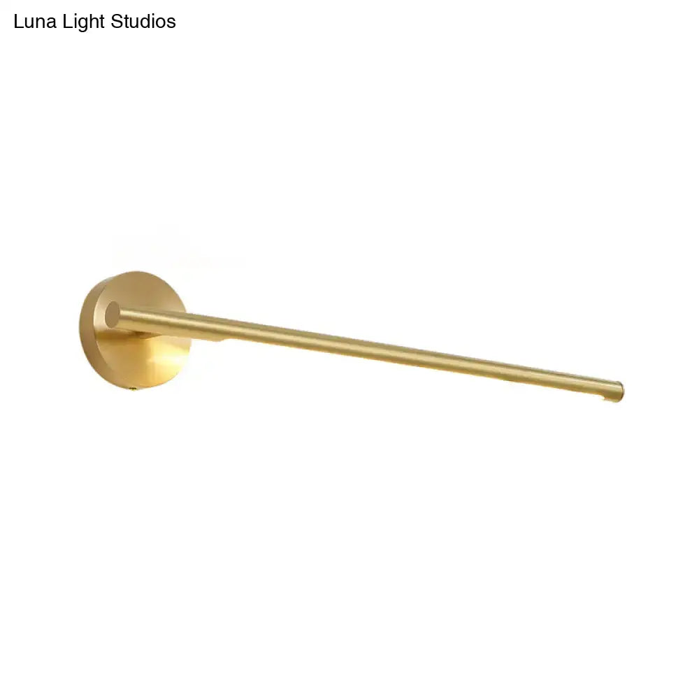 Gold LED Wall Light with round wall mount and slender tubular bar by Decorbites on Tampa Home & Garden Store