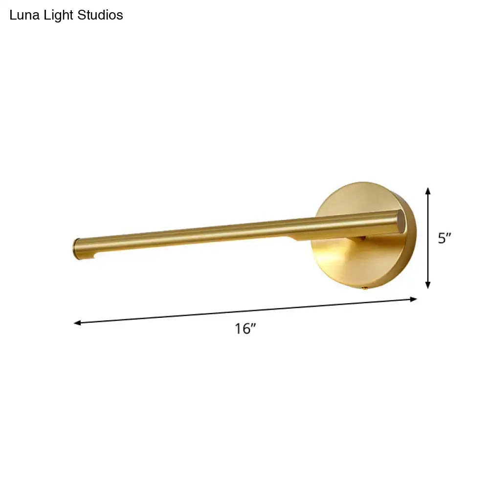 Gold LED wall light by Decorbites, 16in brass bar with round backplate, 5in tall on Tampa Home & Garden Store
