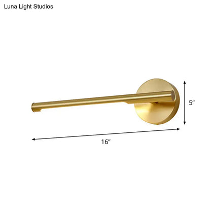 Gold LED wall light by Decorbites, 16in brass bar with round backplate, 5in tall on Tampa Home & Garden Store