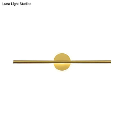 Gold finish 31-inch linear wall sconce with circular wall mount Decorbites on Tampa Home & Garden Store