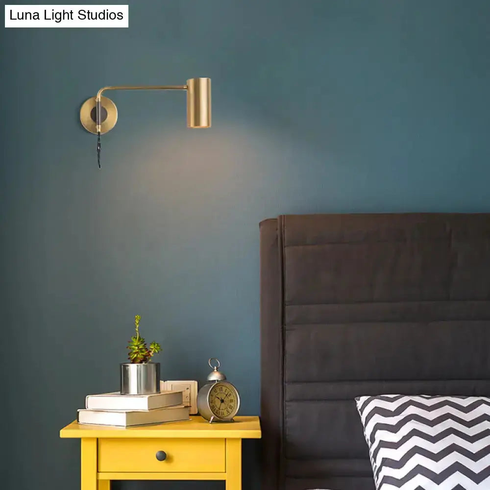 Minimalist Gold Metal Wall Lamp Bedside Spotlight