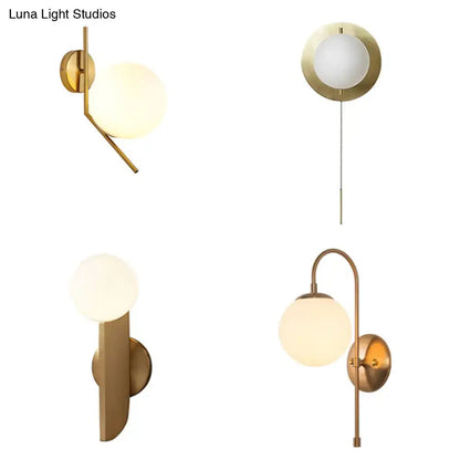 Gold Mini Globe Sconce by Decorbites, brass wall lights with frosted glass globes, set of 4 on Tampa Home & Garden Store