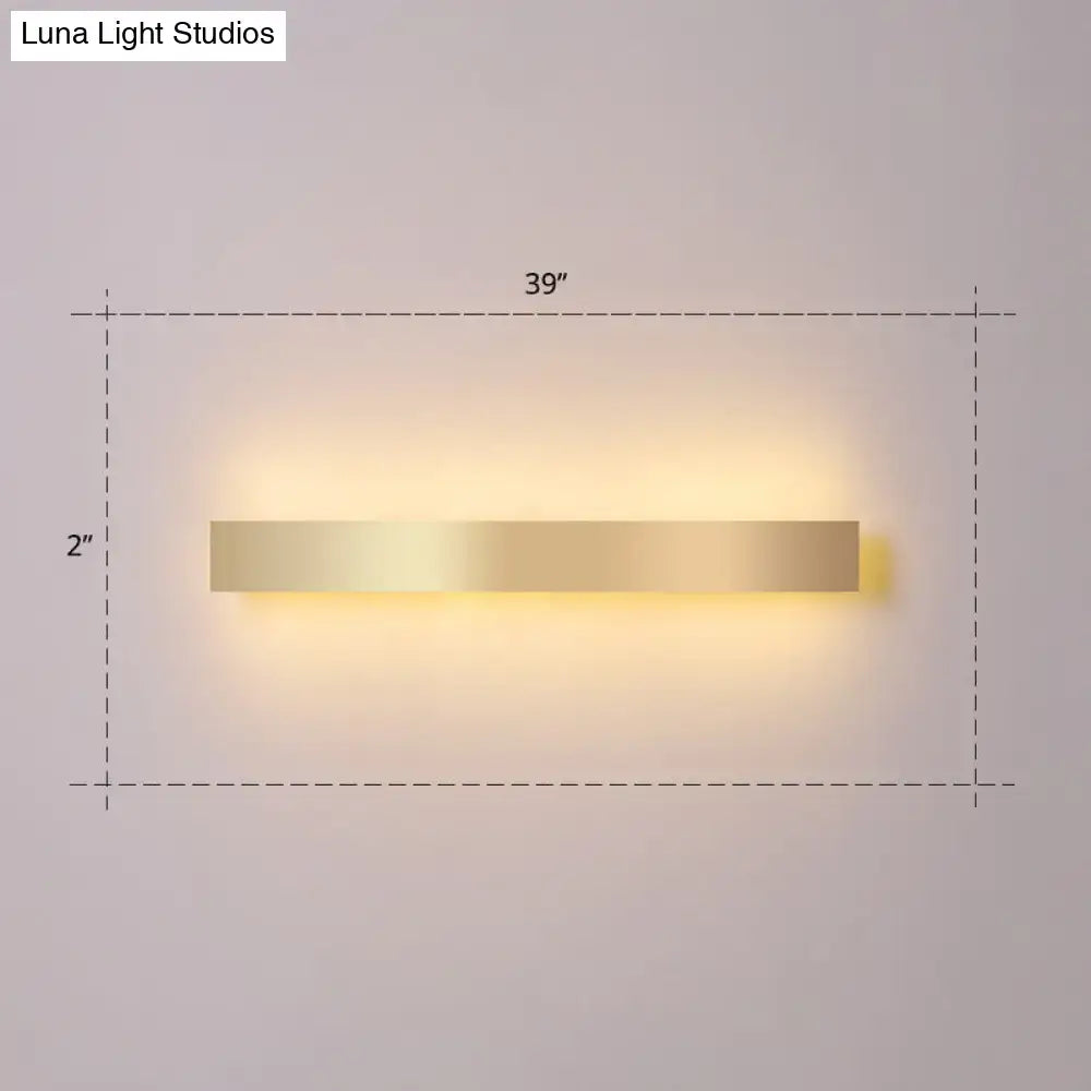 Minimalist gold plated LED wall sconce by Decorbites, 39in wide bar light on Tampa Home & Garden Store