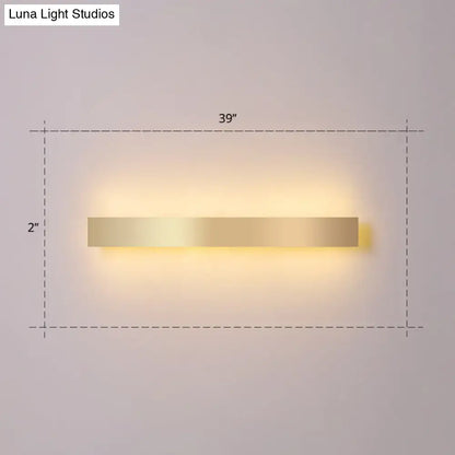 Minimalist gold plated LED wall sconce by Decorbites, 39in wide bar light on Tampa Home & Garden Store