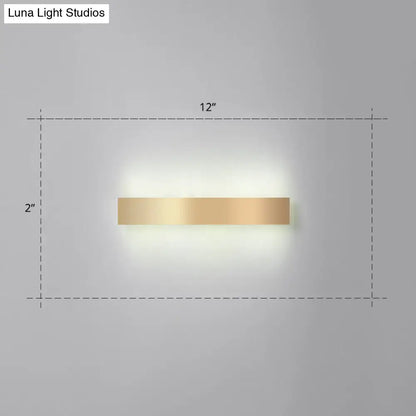 Minimalist gold plated LED wall sconce bar light 12-inch wide 2-inch tall on Tampa Home & Garden Store
