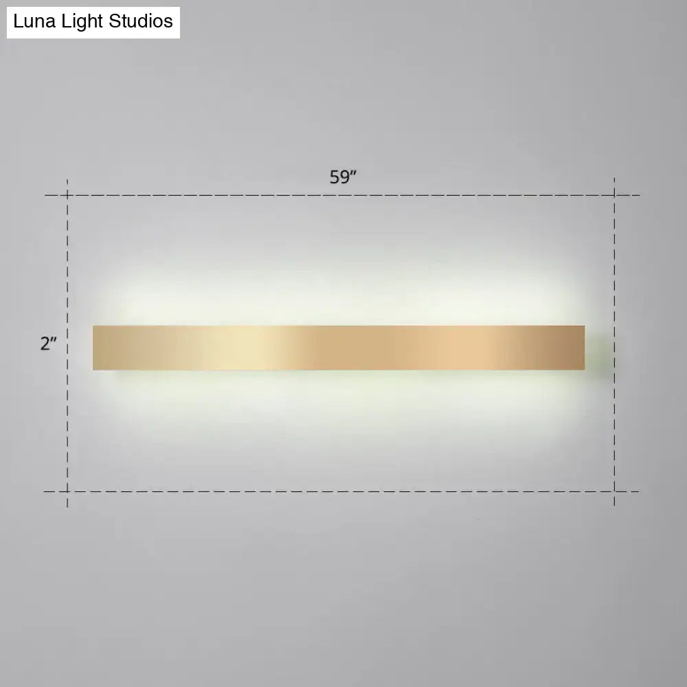 Minimalist gold plated LED wall sconce, long gold bar with warm glow for living room by Decorbites on Tampa Home & Garden Store