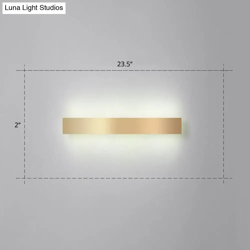 Minimalist gold plated LED wall sconce bar light by Decorbites, 23.5 in wide, subtle glow on Tampa Home & Garden Store