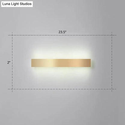Minimalist gold plated LED wall sconce bar light by Decorbites, 23.5 in wide, subtle glow on Tampa Home & Garden Store