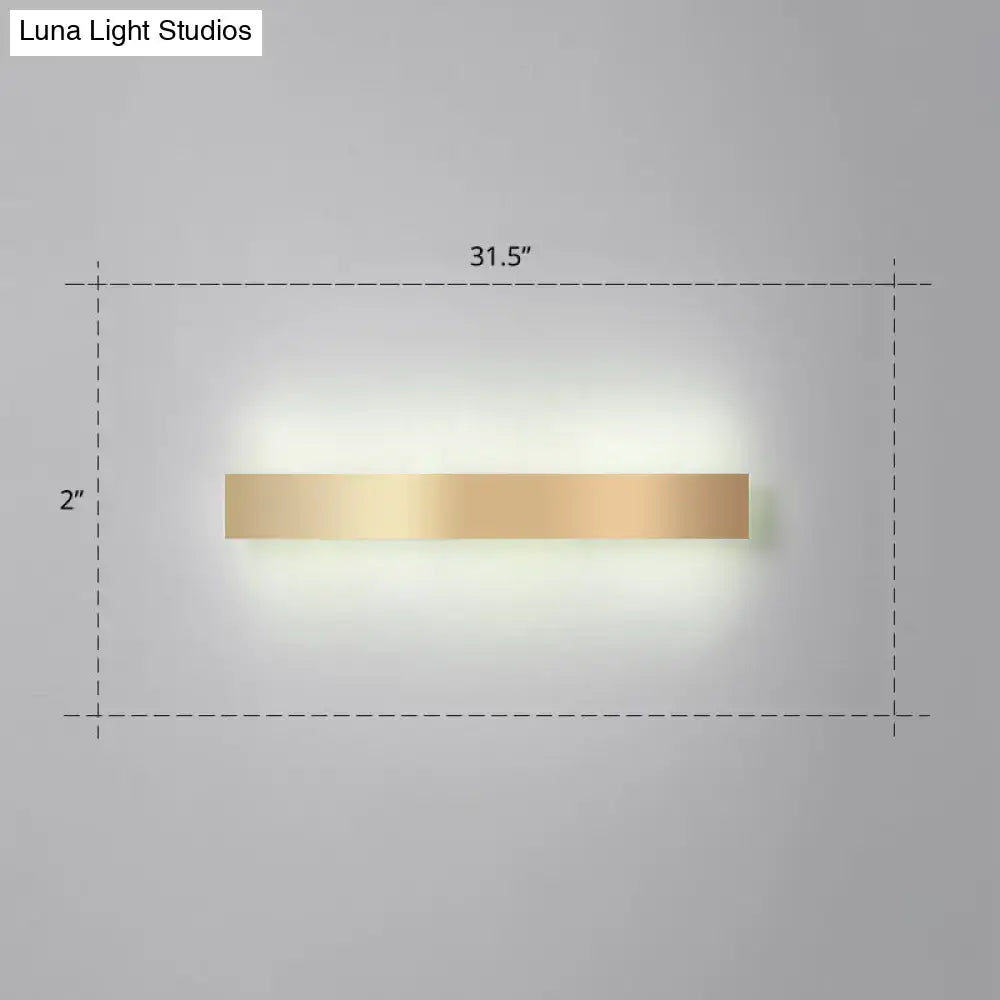Minimalist gold plated LED wall sconce Decorbites, 31.5-inch wide horizontal bar with soft glow on Tampa Home & Garden Store