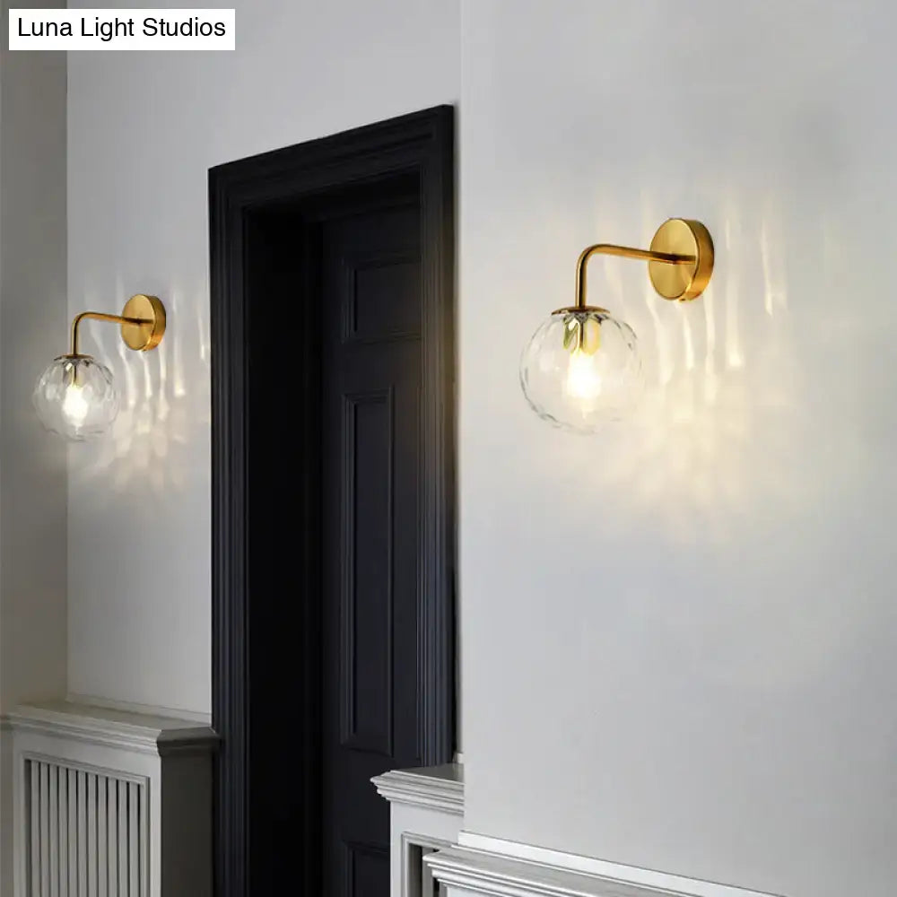 Gold Rippled Glass Lamp sconces, pair with clear glass globes and gold mounts Decorbites on Tampa Home & Garden Store