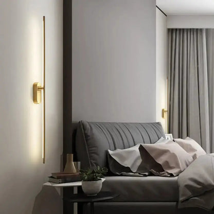 Minimalist Gold Vertical Rod Wall Lamp Sconce