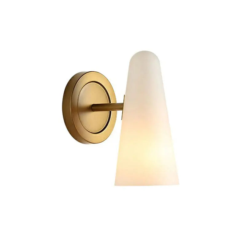 Gold Frosted Glass Sconce by Decorbites, brass wall light with tapered frosted shade on Tampa Home & Garden Store