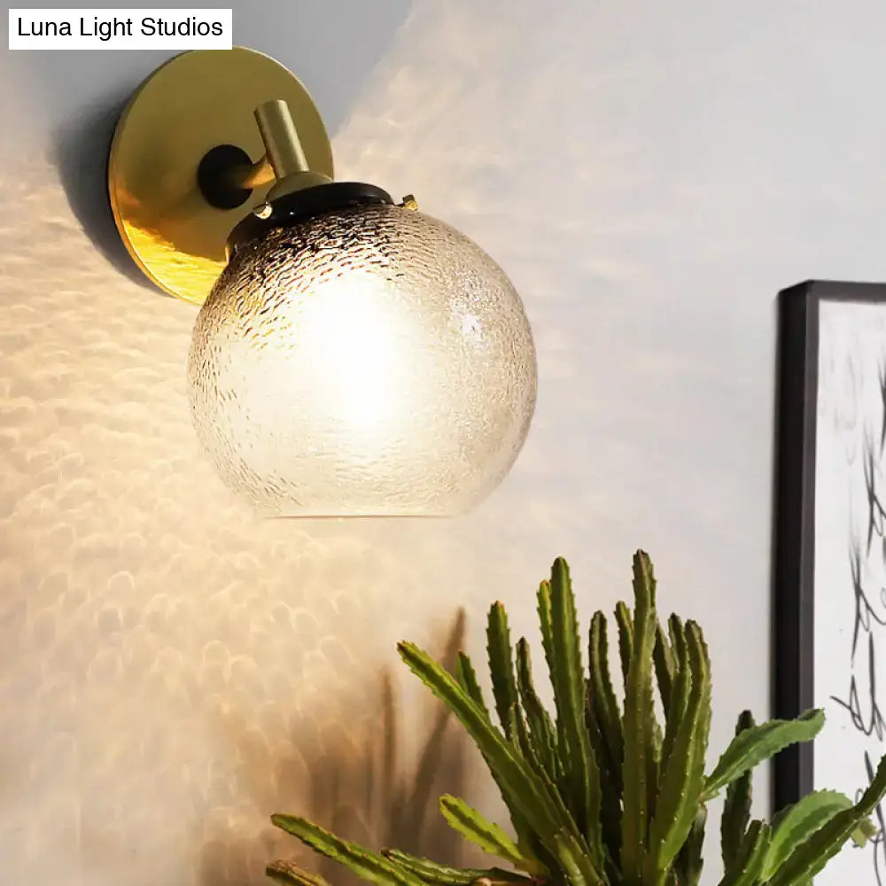 Gold Water Glass Globe Sconce Downward Light by Decorbites with textured glass on Tampa Home & Garden Store