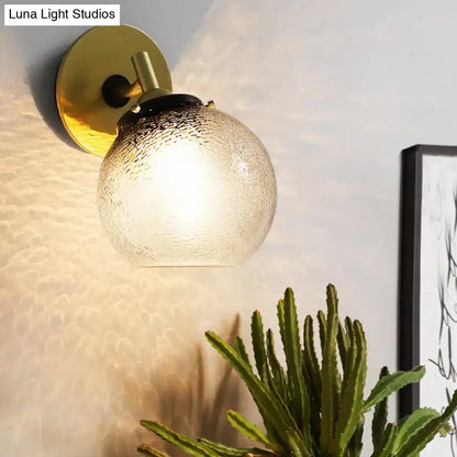 Gold Water Glass Globe Sconce Downward Light by Decorbites with textured glass on Tampa Home & Garden Store