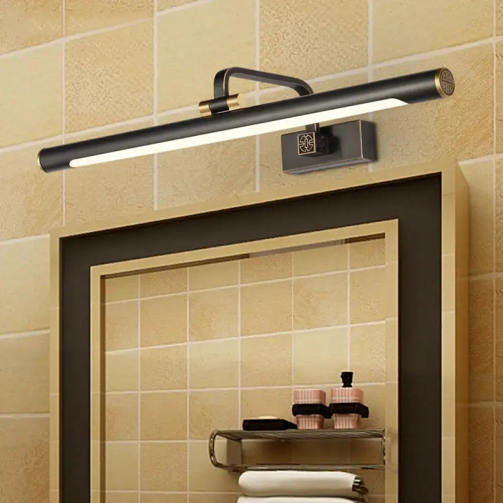 Black Gold Vanity Light by Decorbites, bar light with gold accents above a square mirror on Tampa Home & Garden Store