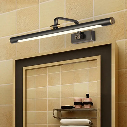Black Gold Vanity Light by Decorbites, bar light with gold accents above a square mirror on Tampa Home & Garden Store