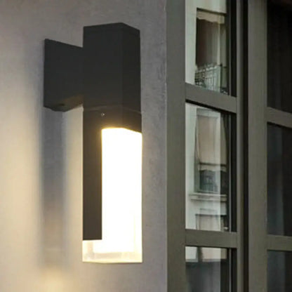 Black LED Courtyard Two-Light Wall Sconce by Decorbites with frosted glass on Tampa Home & Garden Store