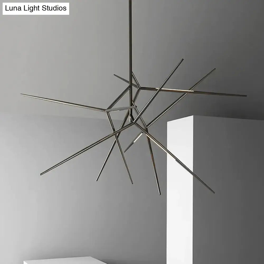 Black Gold Starburst Chandelier by Decorbites, modern metal rod light fixture on Tampa Home & Garden Store