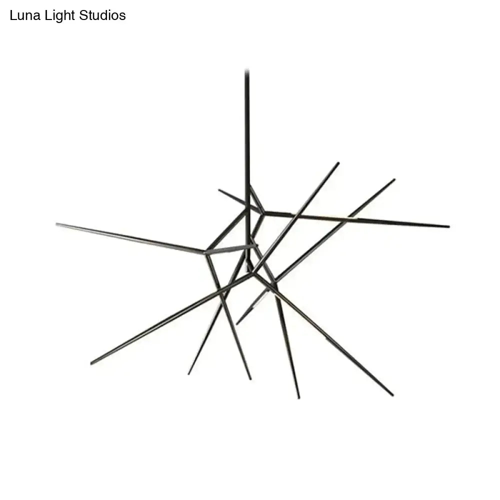 Black starburst chandelier with angular metal spokes by Decorbites on Tampa Home & Garden Store