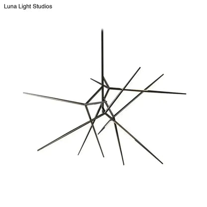 Black starburst chandelier with angular metal spokes by Decorbites on Tampa Home & Garden Store