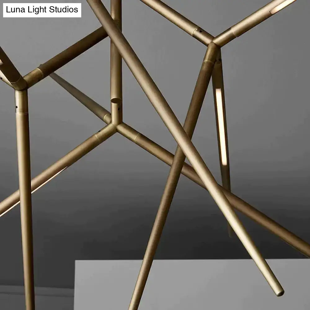 Black Gold Starburst Chandelier by Decorbites; gold-tone metal starburst with angular spokes on Tampa Home & Garden Store
