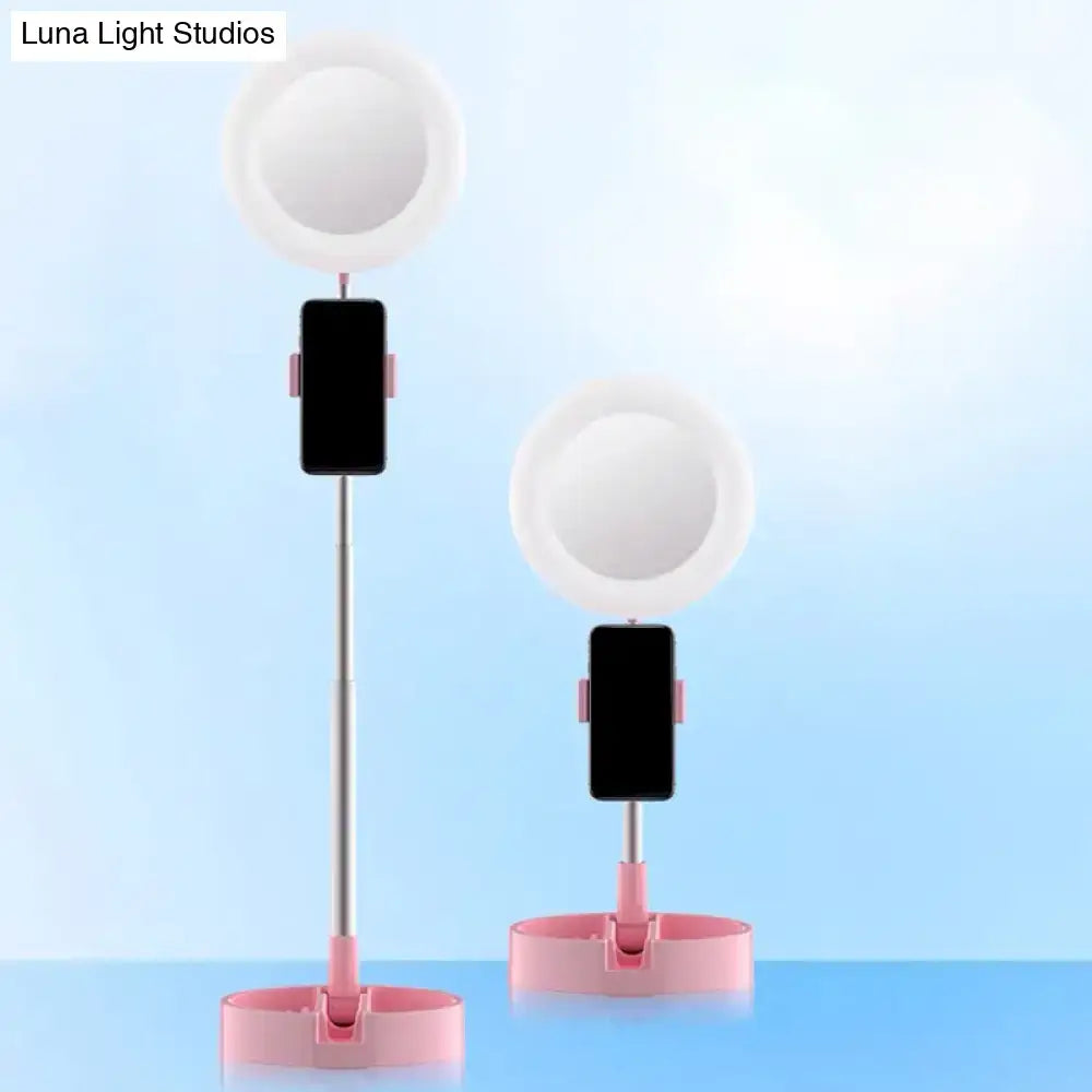 Black metal ring light with pink phone clamp on adjustable stands (2 sizes) on Tampa Home & Garden Store