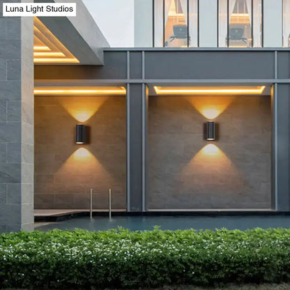 Minimalist matte black tube outdoor wall light sconce pair by Decorbites on Tampa Home & Garden Store