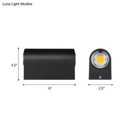 Minimalist matte black tube outdoor wall light sconce with LED module two-view display on Tampa Home & Garden Store