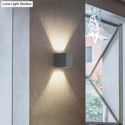 Gray concrete wall sconce, square cube design with dual uplight and downlight Decorbites on Tampa Home & Garden Store