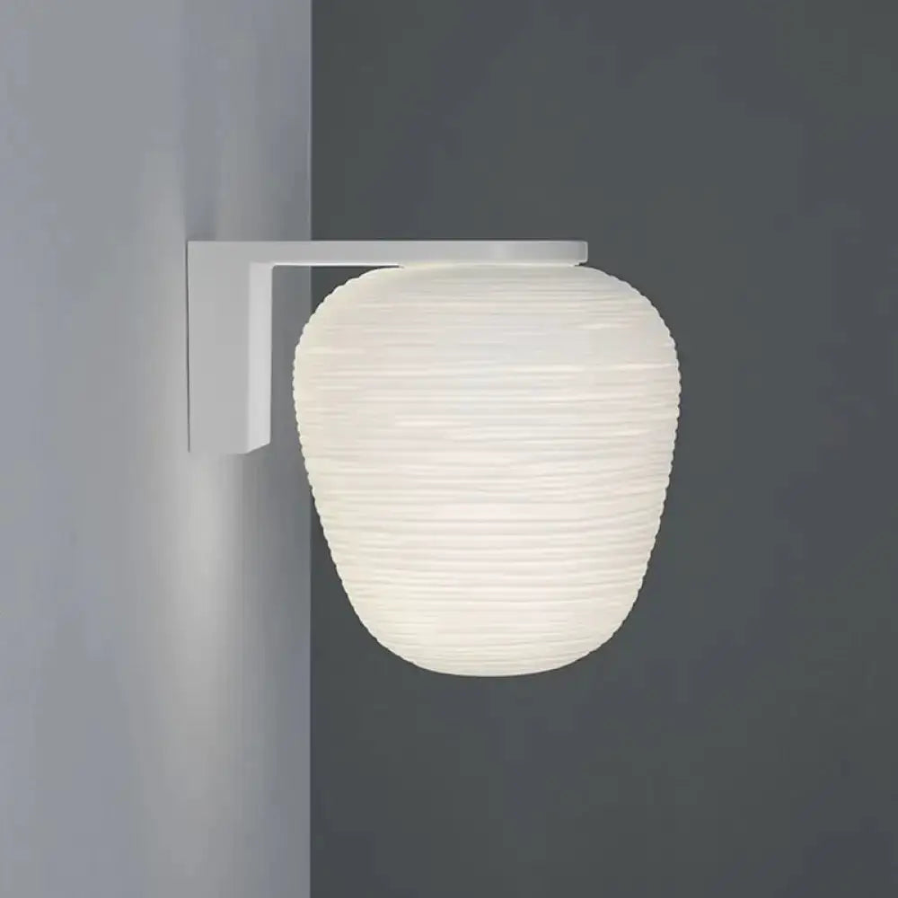 Minimalist milky ribbed glass wall sconce by Decorbites for bedroom, white finish on Tampa Home & Garden Store