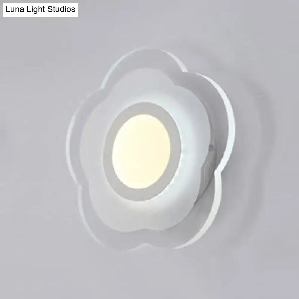 Square LED Wall Lamp Decorbites white flower-shaped petal design with centered LED wall mounted on Tampa Home & Garden Store