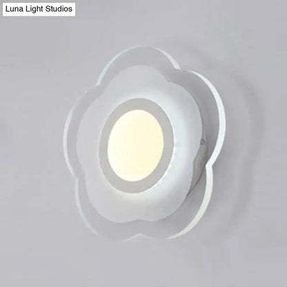 Square LED Wall Lamp Decorbites white flower-shaped petal design with centered LED wall mounted on Tampa Home & Garden Store