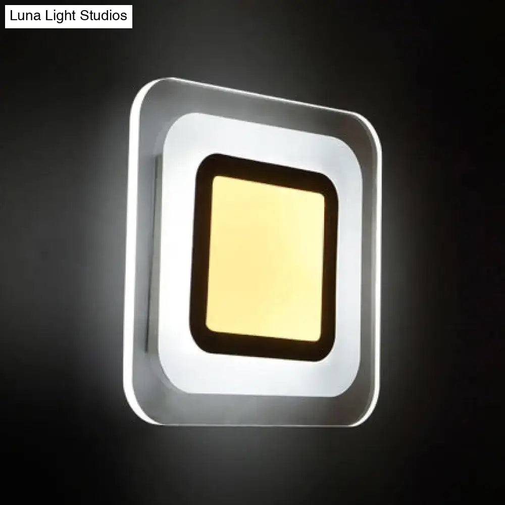 Square LED Wall Lamp by Decorbites, silver frame with warm yellow inner panel on Tampa Home & Garden Store
