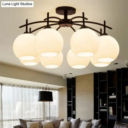 Opal Glass Black Chandelier by Decorbites with eight glass globes and dark metal frame on Tampa Home & Garden Store